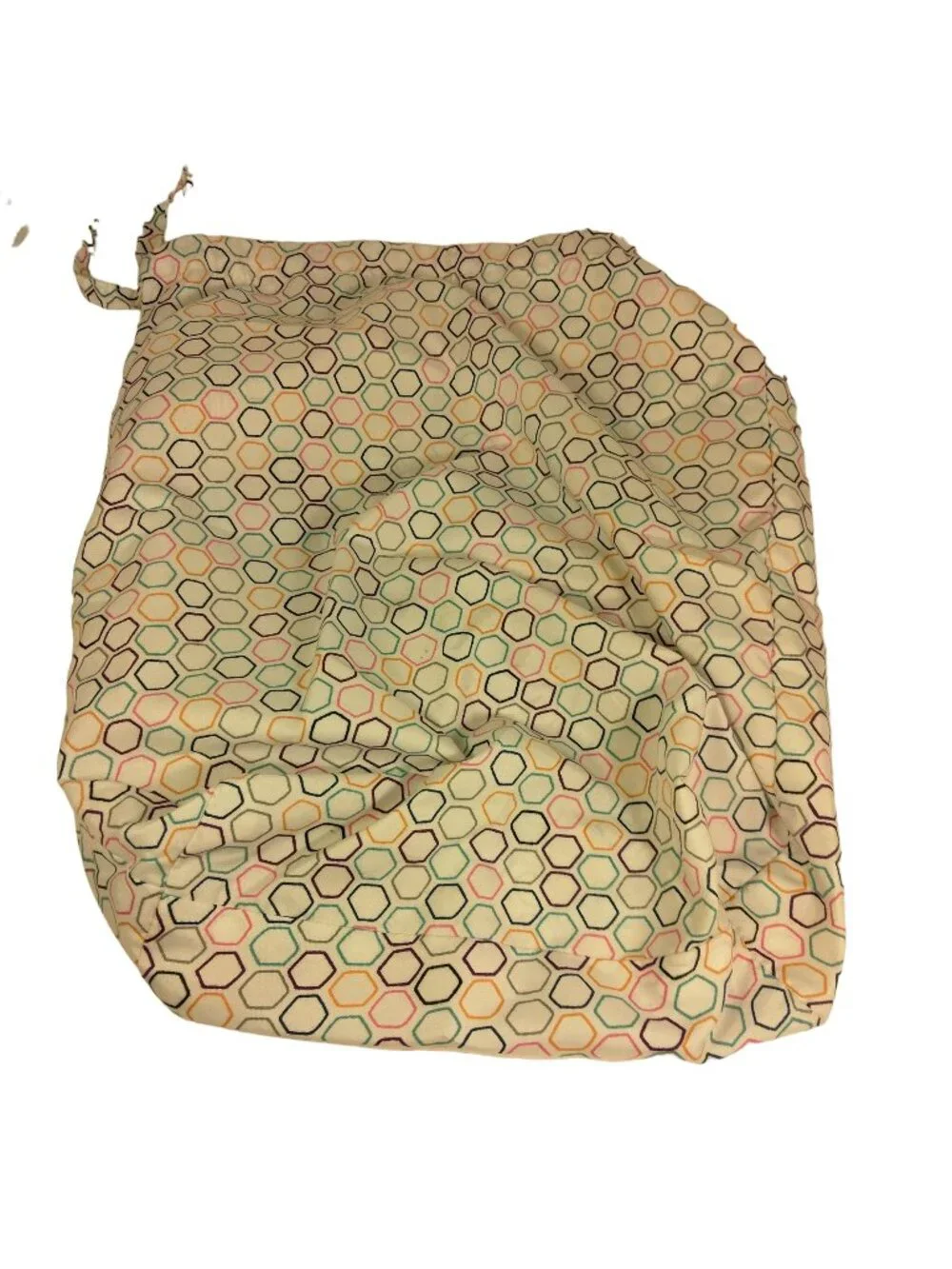Fabric Drawstring Bag Storage Tote travel Organization Octagon Blue White 12 x 1